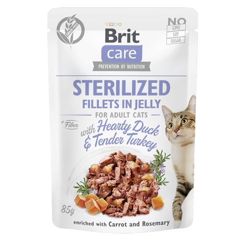 Brit Care Cat Brit Care Cat - Filets en gelée - Canard & Dinde - Chat stérilisé 85g - MyStetho Veterinary