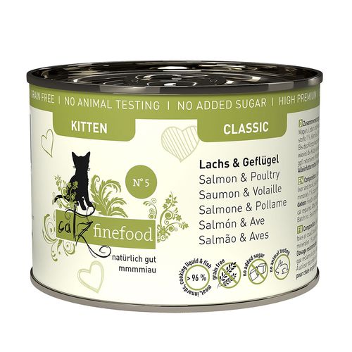 Catz Finefood Kitten No. 05 avec saumon & volaille, 200g - MyStetho Veterinary