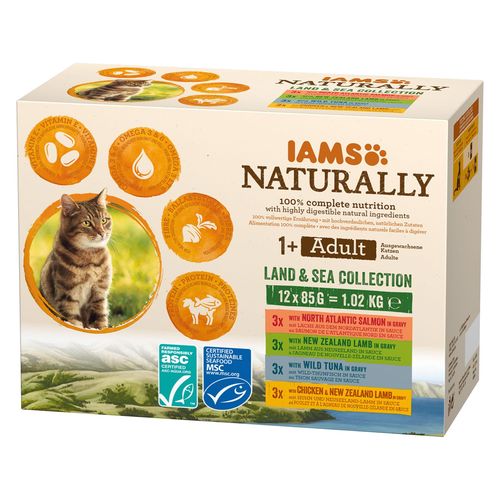 Iams Naturally Adult Land & Sea Mix, 12x85g - MyStetho Veterinary