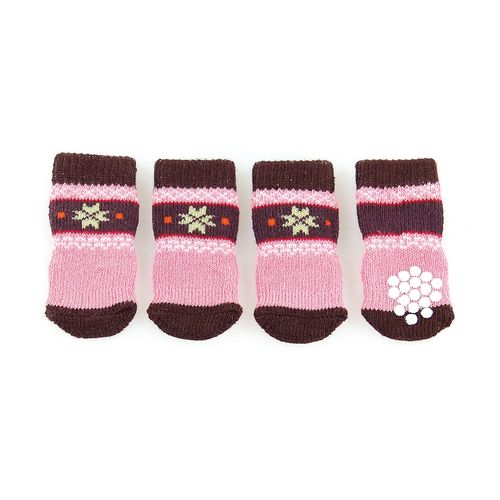 Swisspet chaussettes pour chiens avec antiglisse, Naturi, rose/brun foncé - MyStetho Veterinary