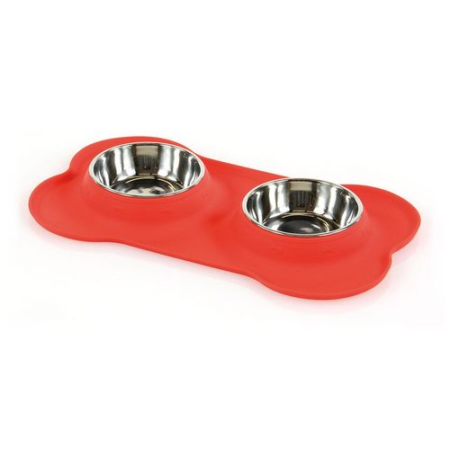 Swisspet Ecuelles dans un bac en silicone, double, M, 2x350ml Delphin-Amazonia