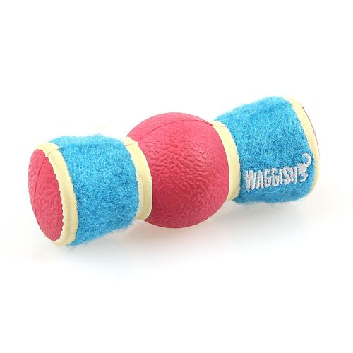 Swisspet jouets pour chiot en caoutchouc Bark & Roll rouleaux à mâcher, bleu/rose vif 4x4x10.5cm - MyStetho Veterinary