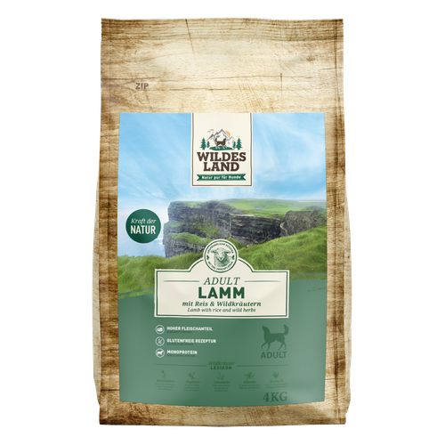 Wildes Land Canine Adult agneau avec riz 4kg - MyStetho Veterinary