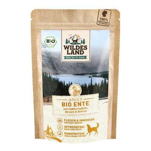 Wildes Land Canine Adult BIO canard avec patate douce 125g - MyStetho Veterinary