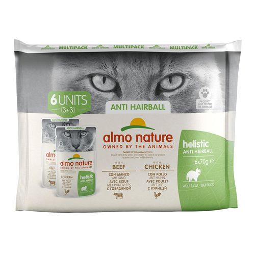 Almo Holistic Anti-Hairball Boeuf & poulet 6x70g - MyStetho Veterinary