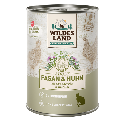 Wildes Land Feline Adult faisan et poulet avec cannberges 400g - MyStetho Veterinary