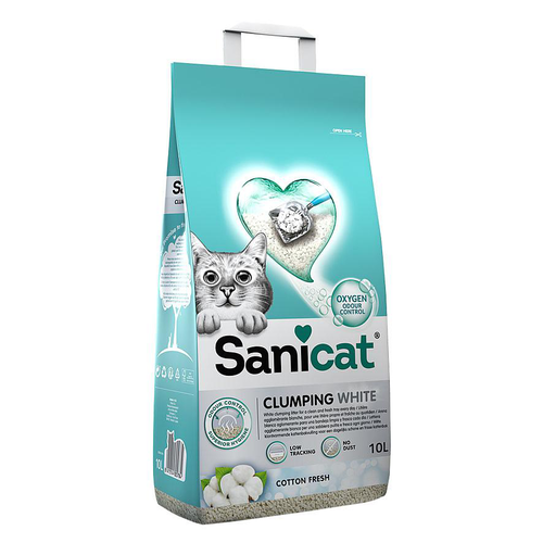 Sanicat Litière Clumping White, Cotton fresh, 10L - MyStetho Veterinary