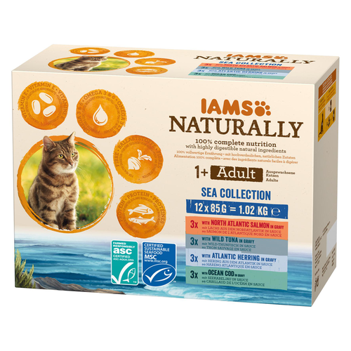 Iams Naturally Adult Sea Mix, 12x85g - MyStetho Veterinary