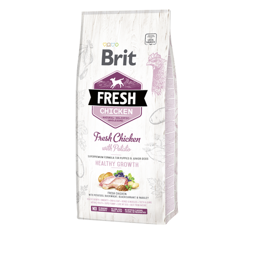 Brit Fresh Brit Fresh Dog - Chiot et jeune chien - Poulet - Croissance saine 12kg - MyStetho Veterinary