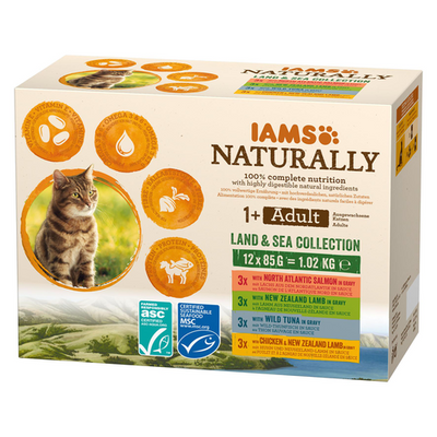 Iams Naturally Adult Land &amp; Sea Mix, 12x85g - MyStetho Veterinary