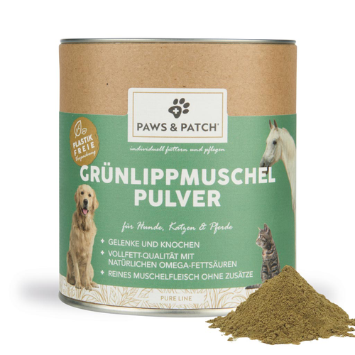 Paws&Patch Poudre de MOULES AUX ORLES VERTS pour chiens, chats et chevaux 250g - MyStetho Veterinary