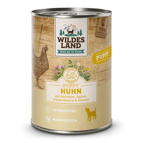 Wildes Land Puppy poulet avec carotte, pomme et herbes sauvages 400g - MyStetho Veterinary