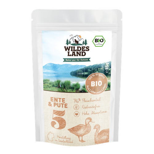 Wildes Land Feline Adult BIO canard et dinde avec cannberges 85g - MyStetho Veterinary