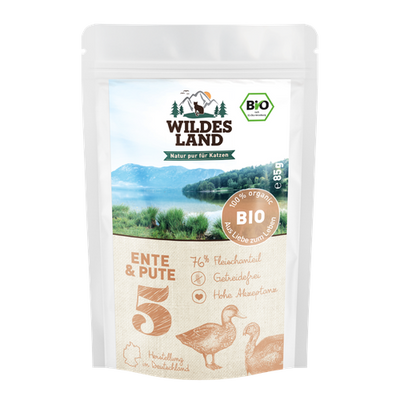 Wildes Land Feline Adult BIO canard et dinde avec cannberges 85g - MyStetho Veterinary