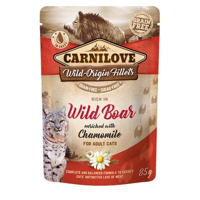 Carnilove Cat Adulte Pouch Ragout - Sanglier enrichi à la camomille 85g - MyStetho Veterinary