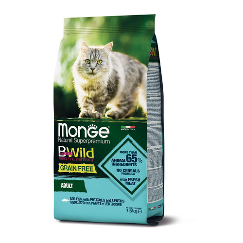 Monge Chat Bwild GF adulte Cabillaud 1,5kg - MyStetho Veterinary