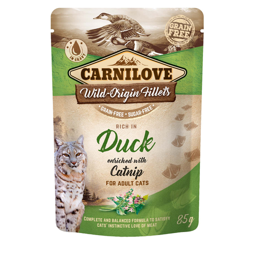 Carnilove Cat Adulte Pouch Ragout - Canard enrichi à l'herbe à chat 85g - MyStetho Veterinary