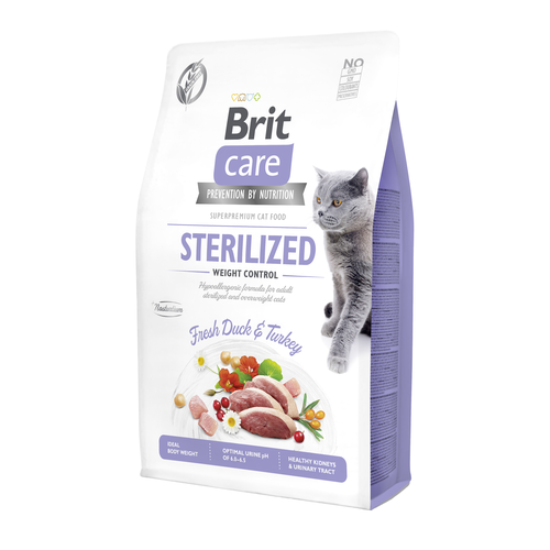 Brit Care Cat Brit Care Cat Sans Céréales - Stérilisé - Contrôle du poids 2kg - MyStetho Veterinary