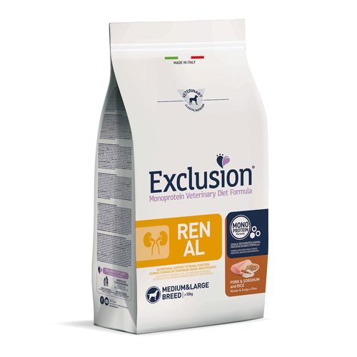 Exclusion Dog VET Renal Adult Medium & Large Pork, 12kg - MyStetho Veterinary