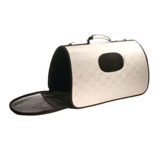 Hunde- u. Katzentransporttasche Milano 49x28x29cm, perlfarbig, Knochen Motiv - MyStetho Veterinary