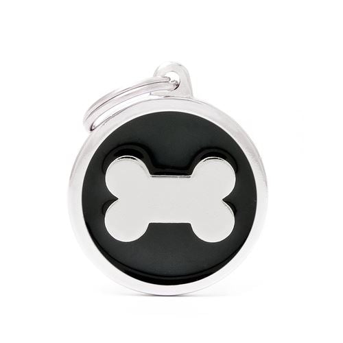 MyFamily Big Circle Bone ID Tag für Hunde in schwarz - MyStetho Veterinary