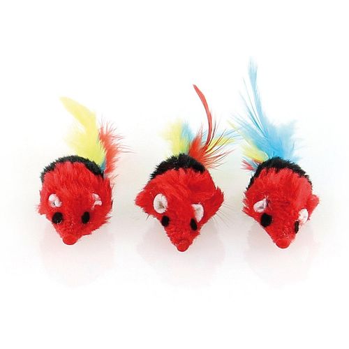 Swisspet souris en fourrure avec plume, 3pcs. - MyStetho Veterinary