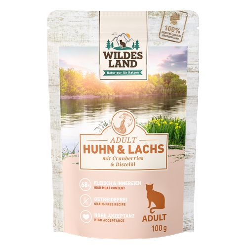 Wildes Land Feline Adult poulet et saumon avec cannberges 100g - MyStetho Veterinary