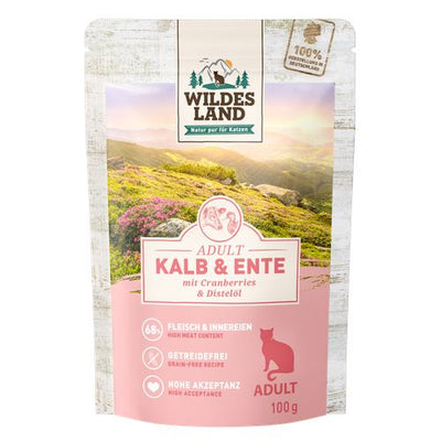 Wildes Land Feline Adult veau et canard avec cannberges 100g - MyStetho Veterinary
